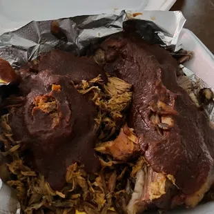 Pulled pork and brisket