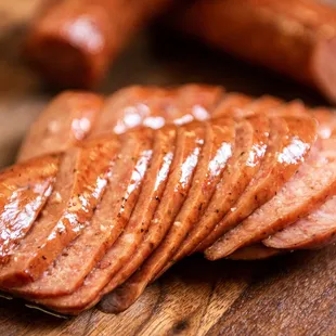 sausages on a cutting board