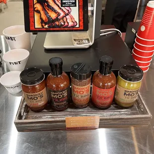 a variety of hot sauces
