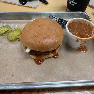 Chopped sandwich w side of beans....or a tablespoon of beans rather