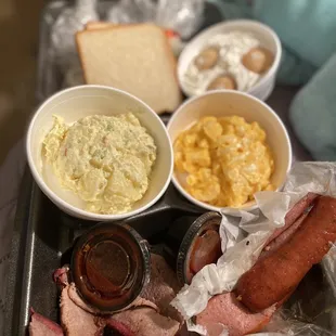 Banana Pudding, Potato Salad, Mac &amp; Cheese, Brisket, Sausage (Regular/Jalapeno)