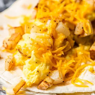 Egg, potato and cheese breakfast taco