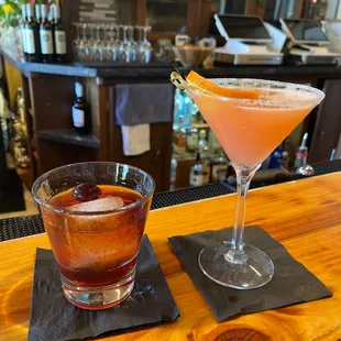 5.13.23 Manhattan and Strawberry Orangetini prepared by the very talented Courtney