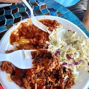 Shareable chopped brisket plate! Partner couldn't wait for photo.