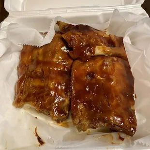 Full rack of ribs - meat falls off the bone - delish