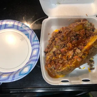 MONSTER baked potato with brisket for only $12!