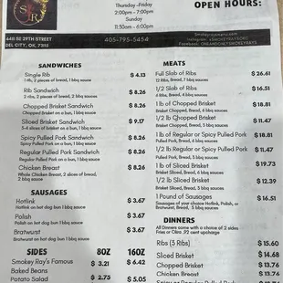 To-go menu