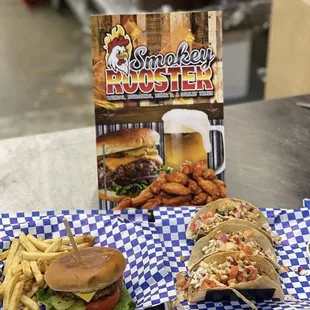All American chesse burger &amp; Baja fish tacos!
