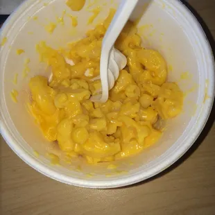 This is the Mac and cheese. It was very cheesy but didn't taste homemade..