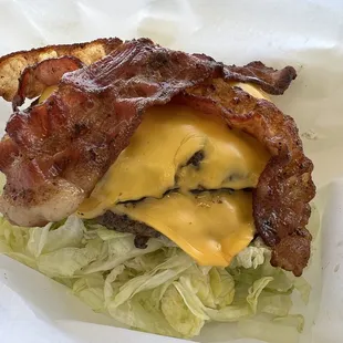 Double Bacon Cheeseburger (no bun), delicious