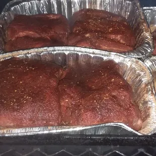 four trays of bbq&apos;s