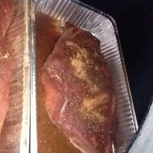 two trays of meat