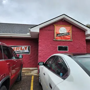 wo cars parked outside