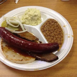 Brisket, Turkey, Hot Links, Baked Beans &amp; Potato Salad