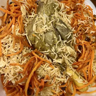 Lamb shank with Qaubili Palau