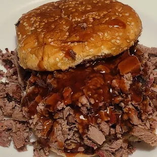 Chopped brisket sandwhich