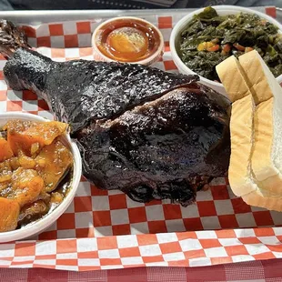 Turkey leg with yams and collards--yes!!!