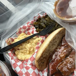 the tastiest bbq (truck), in town! Tri tip, potato salad, greens