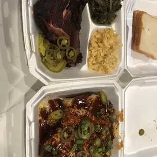 Rib plate. Brisket potatoe