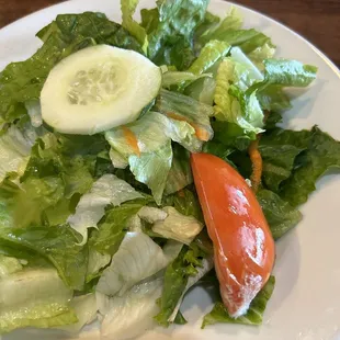 Side salad with a topping of mold/ fungus on tomato.