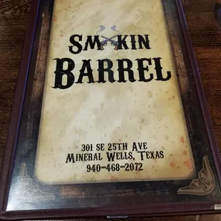  a sign for smokin barrel