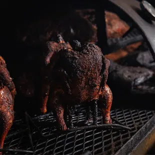 ws roasting chickens on a grill