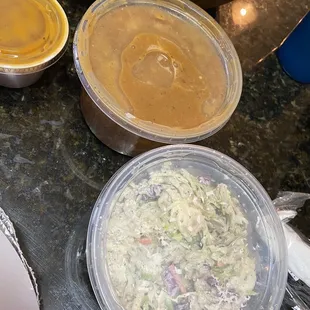 Coleslaw and baked beans