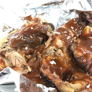 Pulled pork and brisket