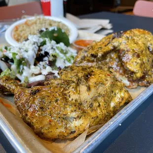 1/2 Herb Roast chicken with salad and rice