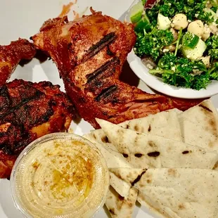 Tandoori chicken with humus and tabouli