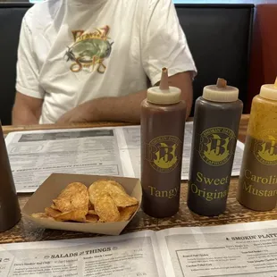 Complementary Crispy chips to try out their sauces