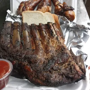 Hickory Smoke Half Rack Ribs/Hickory Smoke Chicken Drums meal... Sauce on the meat or on the side