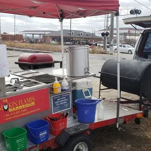 a truck with a grill on it