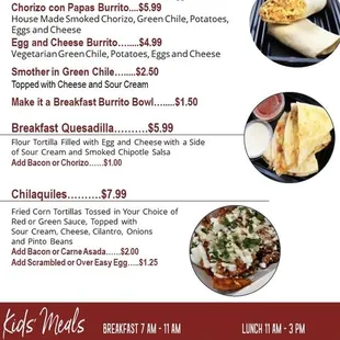 Menu Breakfast/Kids