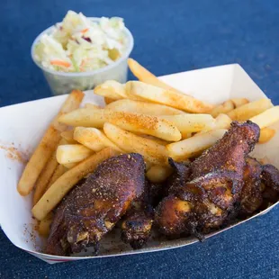 chicken wings and french fries