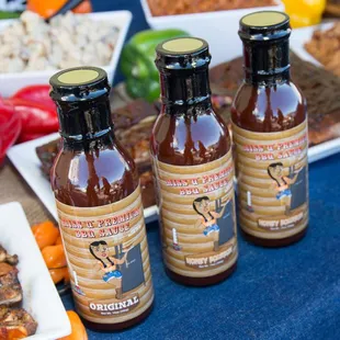 a variety of barbecue sauces