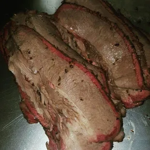 Brisket with a beautiful smoke ring!!