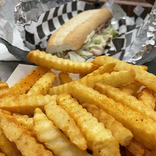 Fries! Seasoned to perfection (so, good)