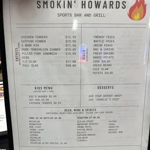Updated menu