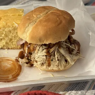 Pulled jerk bbq chicken sandwich