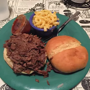 Brisket Sandwich and Mac &amp; Cheese