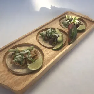 Taco Trio. Chicken, steak and al pastor.