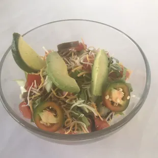 Bowl-Rito. Rice, beans, chicken,cheese, pico, avocado and smoked Jalapeño.