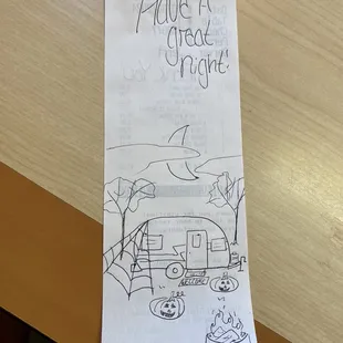 Our waitress&apos;s artwork!!