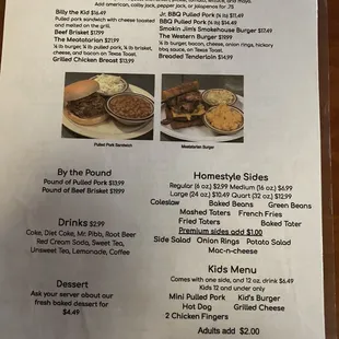 burgers, menu