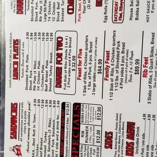 sushi and sashimi, menu