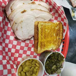 Sluced pork, lima bean and collard beans