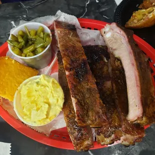 Ribs, green beans, potato salad