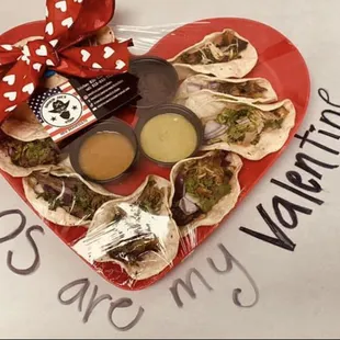 ows a heart - shaped plate of food