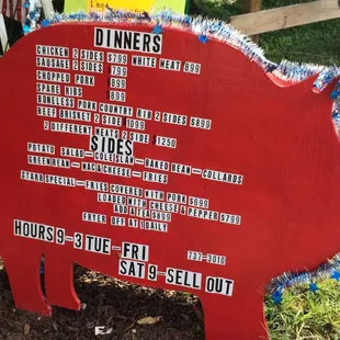 The fine dinin' menu